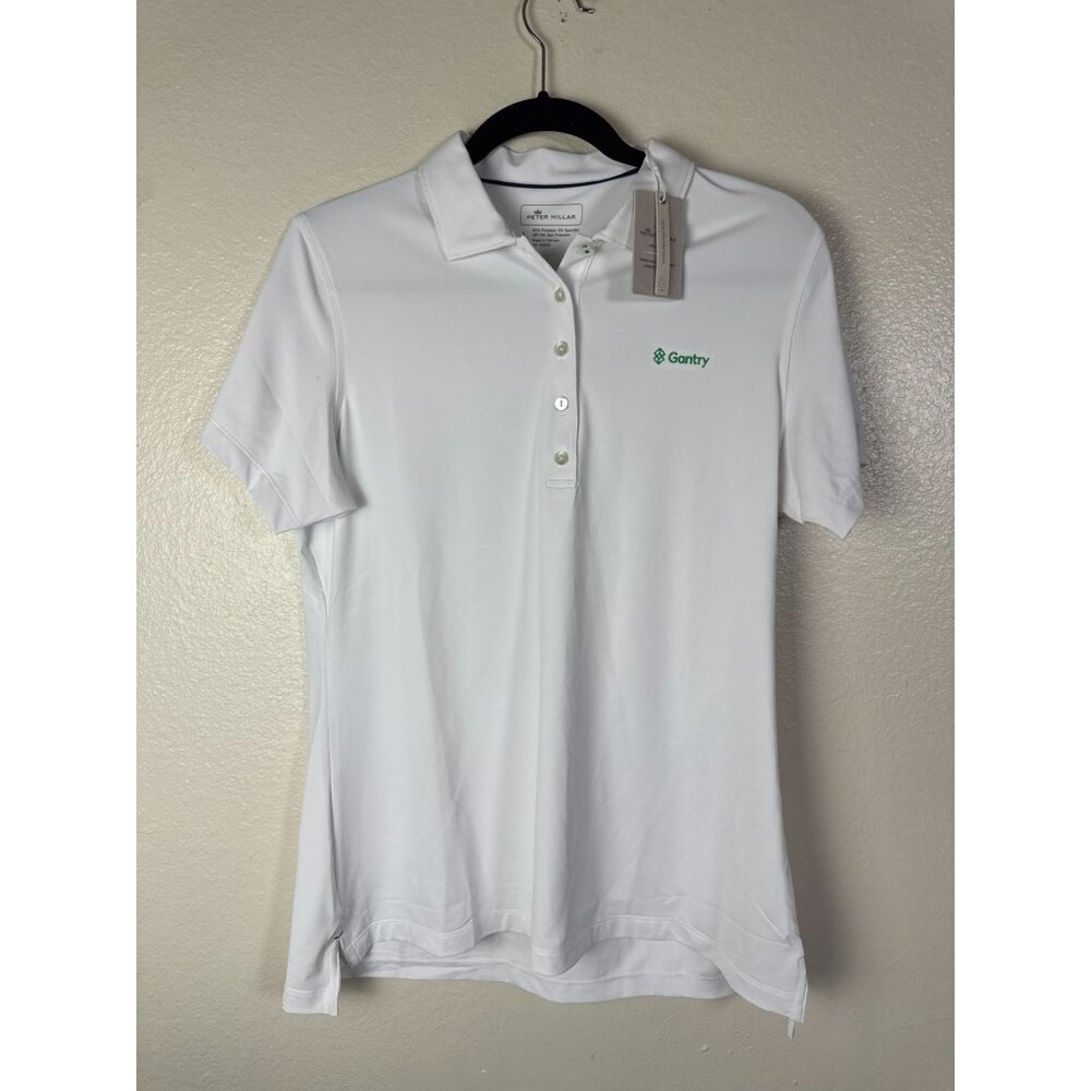 NEW Peter Millar Women White Perfect Fit Polo Shirt size Large UPF 50 Golf‎